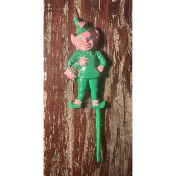 Vintage Leprechaun Elf Pixie St Patricks Day Cup Cake topper China Set Of 12 - Picture 3 of 4